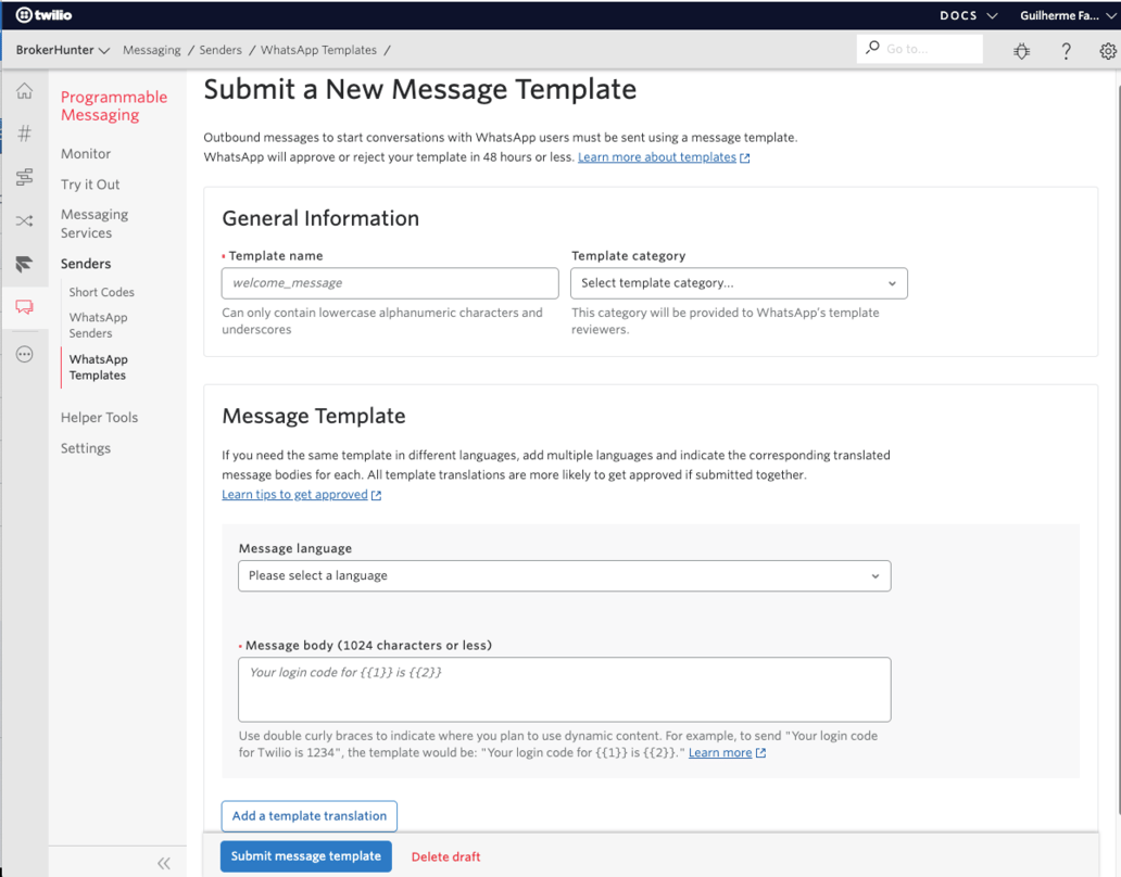 Como criar Templates WhatsApp na Twilio • NA5
