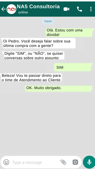Exemplo de Atendimento por WhatsApp 2