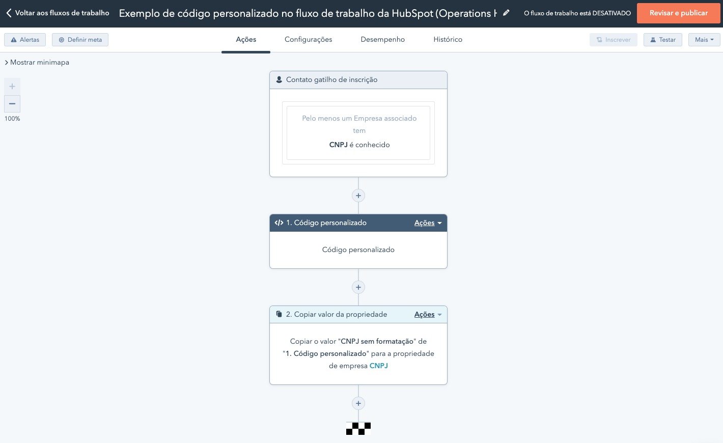 Como usar código personalizado no fluxo de trabalho do HubSpot ...