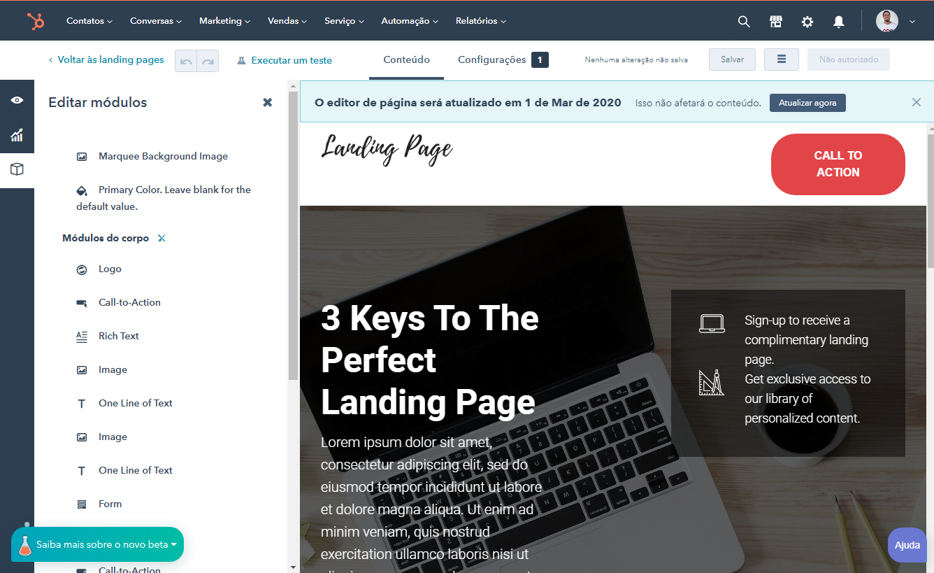 Edição de Página com CMS HubSpot