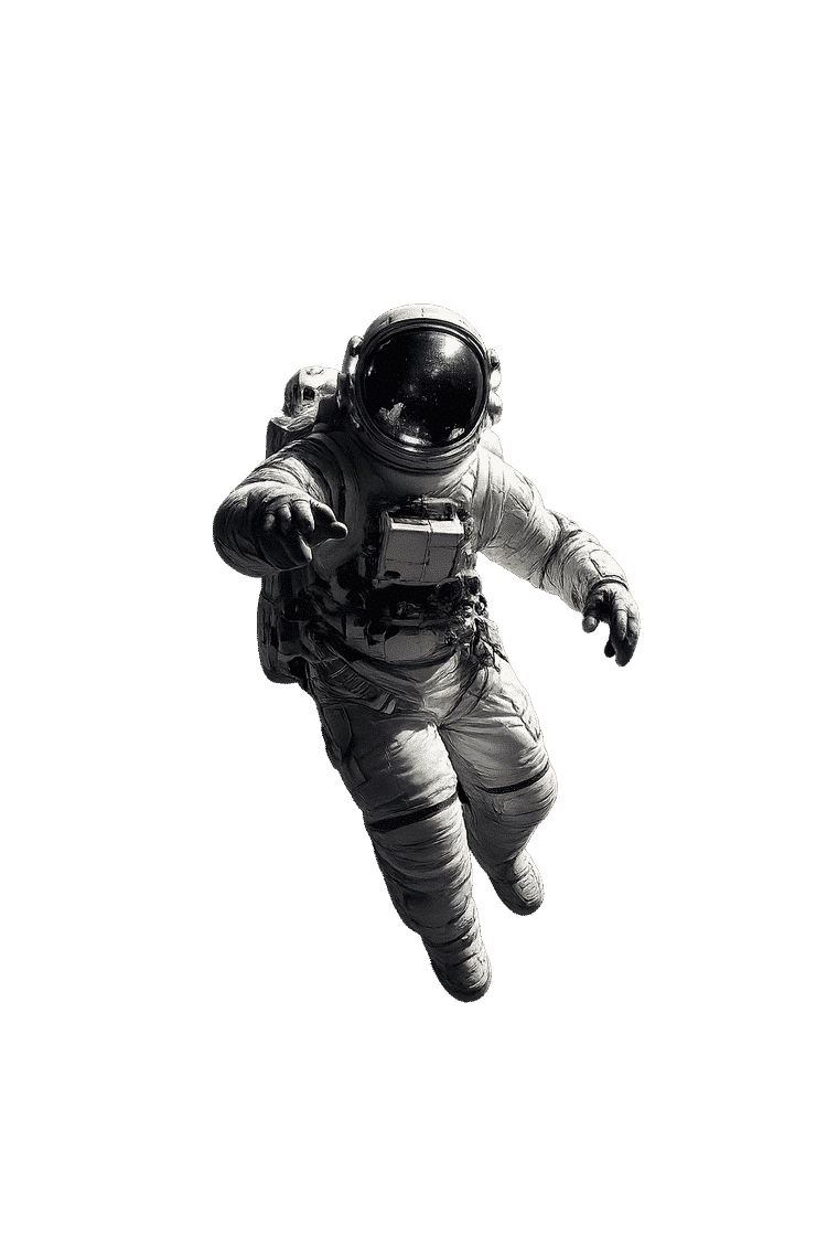 Astronauta explorando uma interface espacial, representando IA com HubSpot