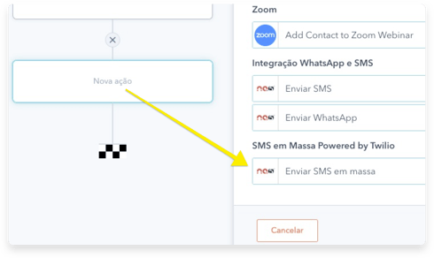 SMS em Massa nos Fluxos de Trabalho (workflows) da HubSpot