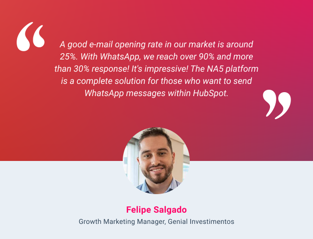 HubSpot and WhatsApp integration testimonial - Felipe Salgado